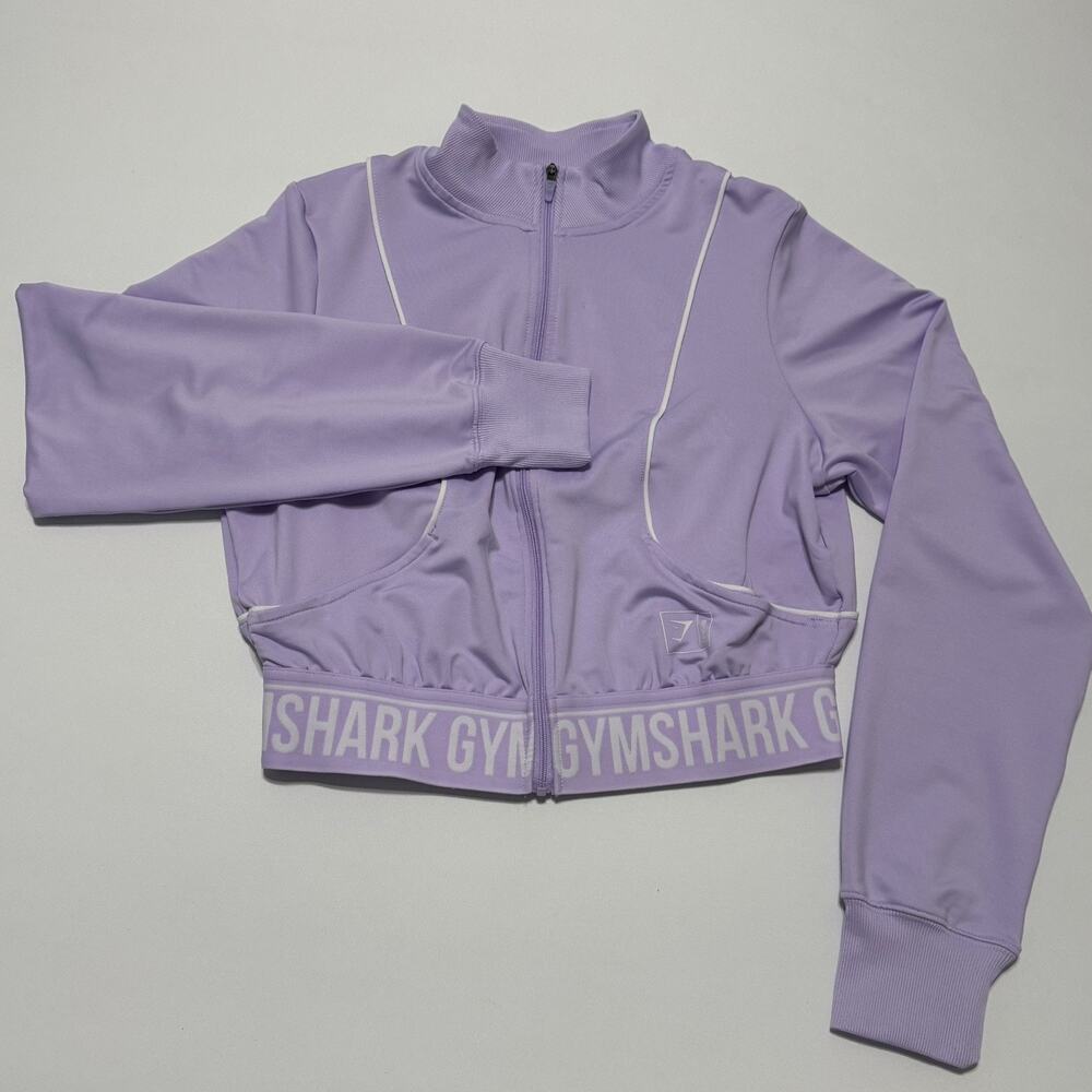 Gymshark Small Women Lavender Cropped Recess Jacket Full Zip Logo